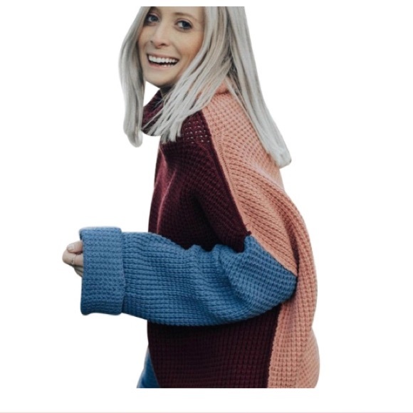 Free People Sweaters - FREE PEOPLE COLOR BLOCK KNIT SWEATER